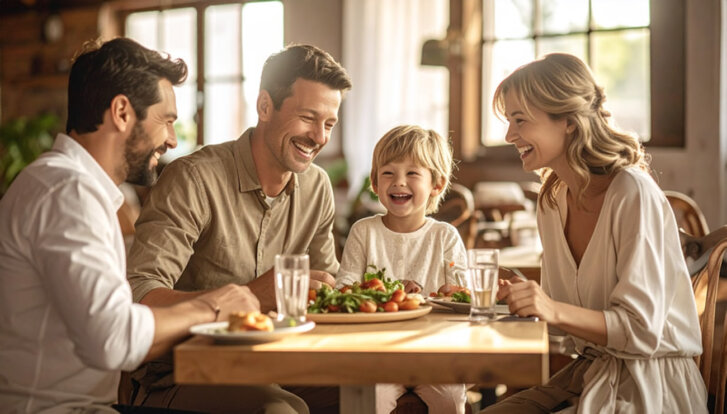 Eingedeckter Restauranttisch mit regionalen Speisen
